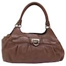 Salvatore Ferragamo Gancini Hand Bag Leather Brown Auth 75631