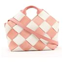 LOEWE Woven Suede & Leather 2Way Handbag White x Pink - Loewe