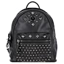 MCM Medium Studded Backpack in Black Calfskin Leather