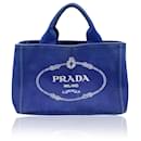 Petit sac cabas en toile bleue avec logo Canapa BN2439 - Prada