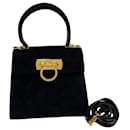 Salvatore Ferragamo Suede Gancini Handle Bag  Leather Crossbody Bag in Very Good Condition