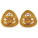 Pendientes de clip de cuerda triangular CC chapados en oro Chanel Gold