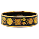 Hermès Black Wide Enamel Cheval Et Harnais Bangle