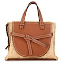 LOEWE Brown Small Raffia and Leather Gate Top Handle Bag - Loewe