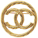 Chanel Gold Gold Plated CC Brooch