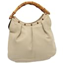 GUCCI Bamboo Hand Bag Leather White 124297 Auth ep4314 - Gucci