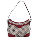 BURBERRY Nova Check Shoulder Bag Canvas Red Auth 76480 - Burberry