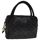 CHANEL Matelasse Hand Bag Lamb Skin Black CC Auth bs14707 - Chanel