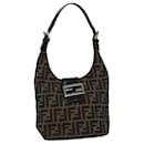 FENDI Zucca Canvas Mamma Baguette Shoulder Bag Black Brown Auth 76559 - Fendi