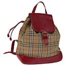 Burberrys Nova Check Backpack Canvas Red Beige Auth 75840 - Autre Marque