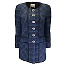 Edward Achour Navy Blue Jewel Buttoned Tweed Jacket