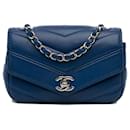 Sac à rabat bleu Chanel Mini Caviar Chevron Data Center Enveloppe