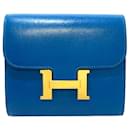 Portafoglio compatto Hermes Constance blu - Hermès