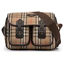 Borsa a tracolla Burberry Haymarket a quadri marrone