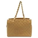 Tan Chanel Caviar Timeless Tote