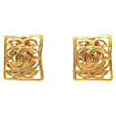 Gold Chanel Gold Plated CC Clip-On Earrings