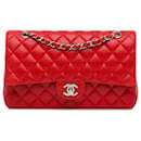 Red Chanel Medium Classic Lambskin lined Flap Shoulder Bag