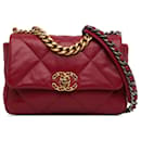 Piel de cordero mediana Chanel roja 19 Cartera con solapa