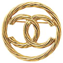 Gold Chanel Gold Plated CC Brooch