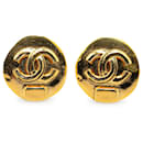 Gold Chanel Gold Plated CC Clip on Earrings