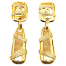 Gold Chanel Gold Plated CC Drop Clip on Earrings