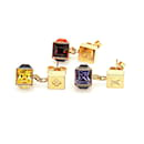 Gold Louis Vuitton Crystal Gamble Drop Earrings