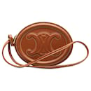 Brown Celine Triomphe Cuir Oval Clutch - Céline