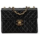 Bolso de hombro Chanel Jumbo XL clásico de piel de cordero con solapa única negro