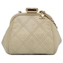 Chanel White Calfskin Kiss Lock Frame Bag