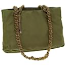 PRADA Chain Shoulder Bag Nylon Khaki Auth bs14447 - Prada