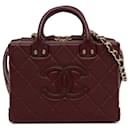 Chanel Red CC Quilted Calfskin Vanity Case Box Bag