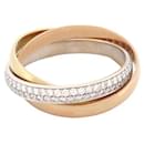 BAGUE CARTIER TRINITY PM 3 ORS DIAMANTS 55 OR JAUNE ROSE BLANC 18K RING - Cartier