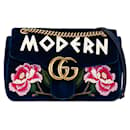 Gucci GG Marmont Umhängetasche aus Samt, Canvas-Schultertasche 443496 in guter Kondition