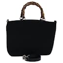 GUCCI Bamboo Hand Bag Canvas 2way Black 000 1998 0540 Auth ep4188 - Gucci