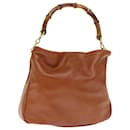 GUCCI Bambou Sac à Main Cuir Marron 001 1014 1638 Auth bs14725 - Gucci