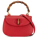 Red Gucci calf leather Bamboo Night Satchel