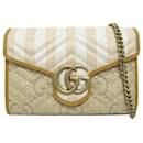 Gucci Brown Jumbo GG Raffia Marmont Wallet on Chain