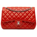 Chanel Orange Jumbo Classic Lambskin Double Flap