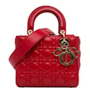 Petit badge porte-bonheur Cannage en cuir d'agneau rouge Dior My Lady Dior