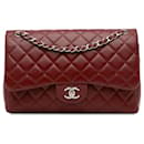 Chanel Red Jumbo Classic Kaviar gefütterte Klappe