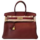 Hermes Bikin 35 bag in burgundy red swift leather - red H - Hermès
