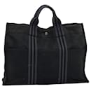 HERMES Fourre Tout MM Hand Bag Canvas Black Gray Auth bs14842 - Hermès