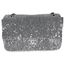 Chanel Silver Sequin Jumbo Single Flap Bag