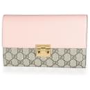 Clutch Padlock in tela GG Supreme in pelle di vitello rosa di Gucci