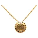 Collier pendentif fleur en strass plaqué or Chanel