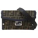 Brown Fendi Zucca Soft Trunk Canvas Baguette Crossbody