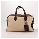 HERMES Victoria 43 Toile H & Taurillon Clemence Brown Gold Metal Fittings Engraving unknown - Hermès