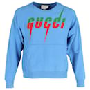Gucci Blade Logo-Print Sweatshirt in Blue Cotton