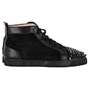 Christian Louboutin Louis Spikes High Top Sneakers in Black Leather