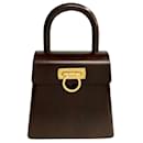 Salvatore Ferragamo Gancini Wood Handbag Natural Material Handbag AU-21 7728 in Very Good Condition